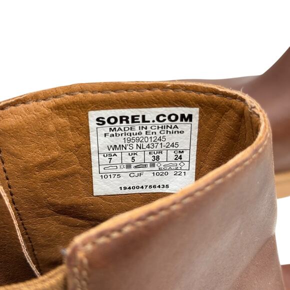 Sorel Joan Of Arctic Waterproof Wedge III Boot SZ 7 Womens Brown Leather Lug Zip - Picture 11 of 11